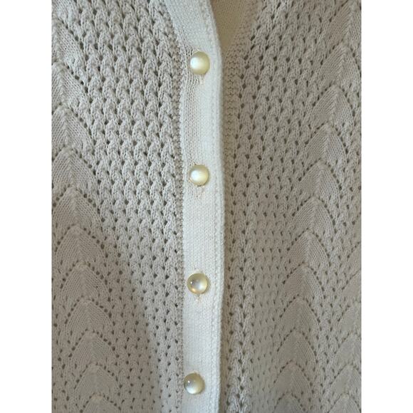 Women's Vintage Duet Creations Knit Cream Cardigan Sweater Size Med - Picture 3 of 5